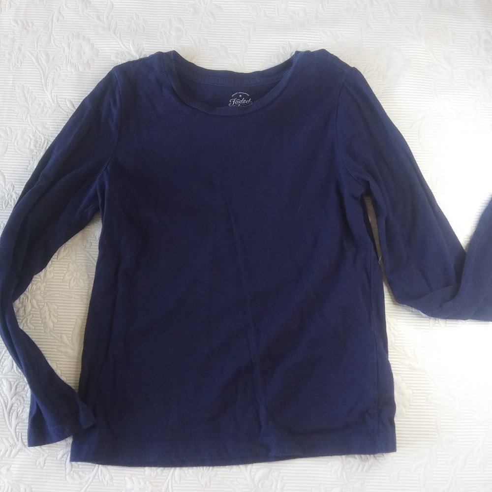 Faded Glory | Classic Traditional Casual Long Sleeve Navy Blue T-Shirt | S